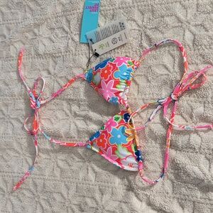 ONEONE Floral Pink and Orange Bikini Top Size S